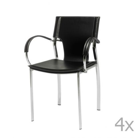Sada 4 černých kožených jídelních židlí s područkami Furnhouse Jacob - Bonami.cz