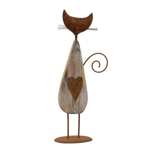 Dřevěná dekorace na stojanu ve tvaru kočky Ego Dekor, délka 25 cm - Bonami.cz