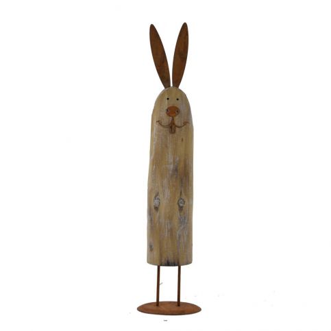 Dřevěná dekorace na stojanu ve tvaru zajíce Ego Dekor, délka 48,5 cm - Bonami.cz