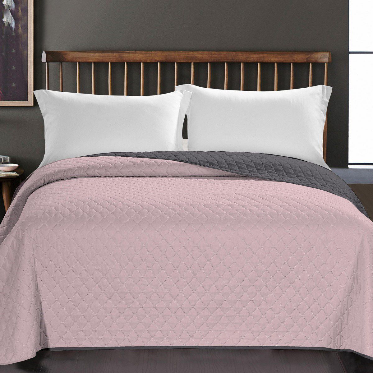 Oboustranný přehoz na postel DecoKing Axel růžový/uhlový, velikost 220x240 - Bonami.cz