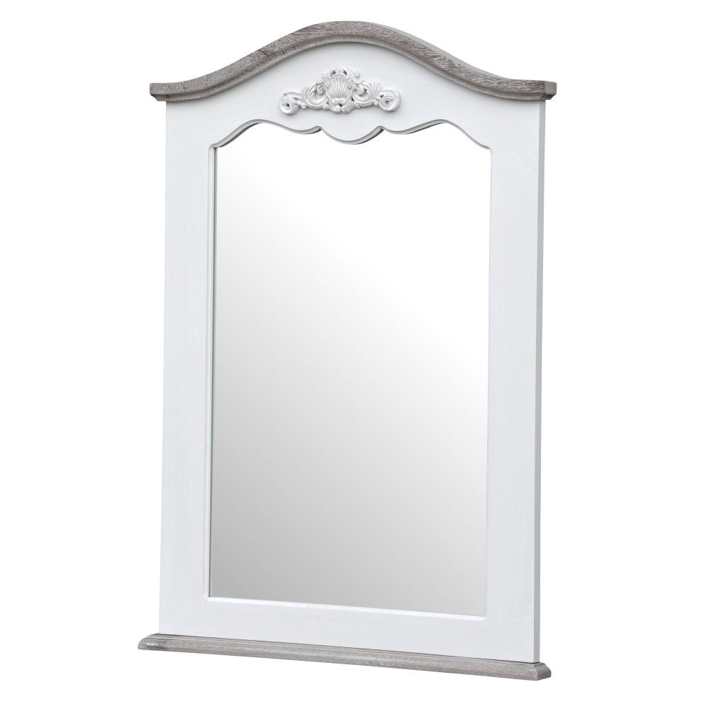 Bílé nástěnné zrcadlo z topolového dřeva s přírodními detaily Livin Hill Rimini, 60 x 85 cm - Bonami.cz
