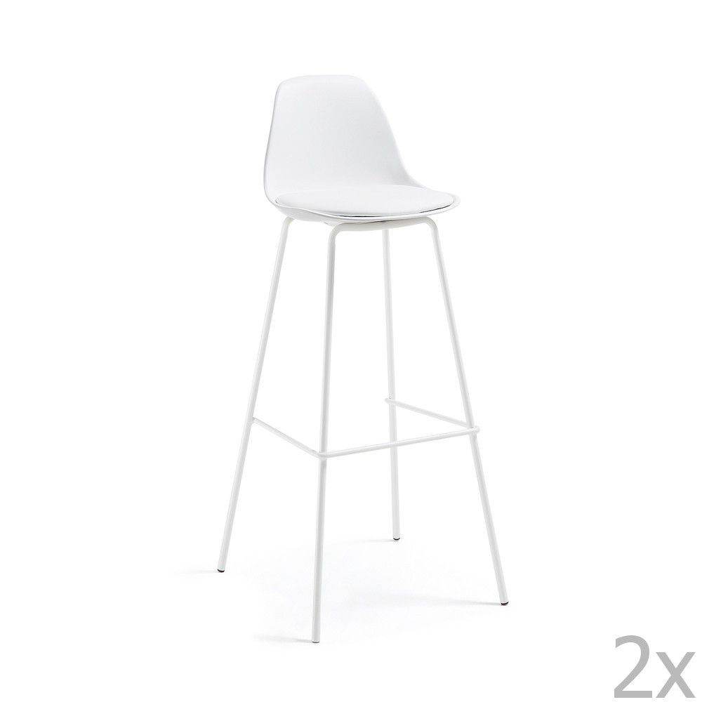 Bílá koženková barová židle Kave Home Brighter 75 cm - Bonami.cz