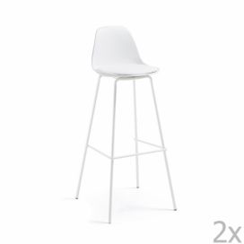Kave Home Bílá koženková barová židle LaForma Lysna 75 cm