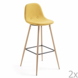 Hořčicově žlutá látková barová židle Kave Home Nolite 75 cm