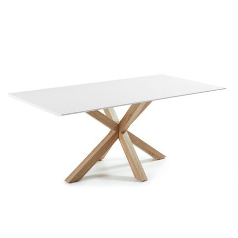 Jídelní stůl s bílou deskou a dřevěným podnožím La Forma Arya, 90 x 160 cm - Bonami.cz