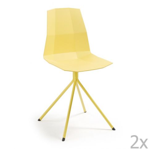 Sada 2 žlutých jídelních židlí La Forma Pixel - Bonami.cz