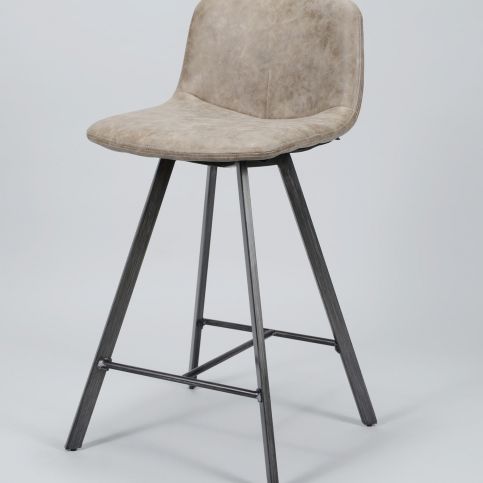 Barová židle hladká, dvojitě prošívaná tmavě hnědá - Nábytek aldo - NE
