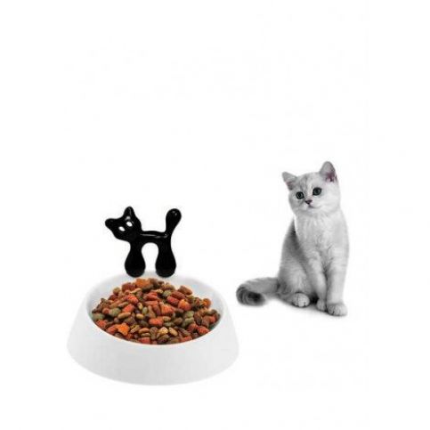 Miska pro kočku MIAOU (Barva- bílá+ černá kočka) - Favi.cz