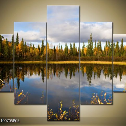 Vícedílný obraz Jezero mezi stromy 100x70 cm - LEDobrazy.cz