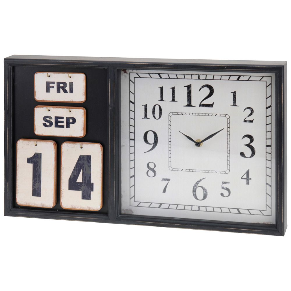 Home Styling Collection Nástěnné hodiny s kalendářem, v dřevěném rámečku - EMAKO.CZ s.r.o.