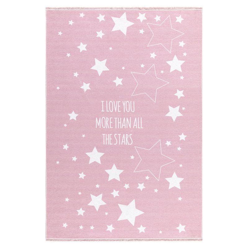 Forclaire Dětský koberec LOVE YOU STARS růžová/bíla 100x160 - ATAN Nábytek