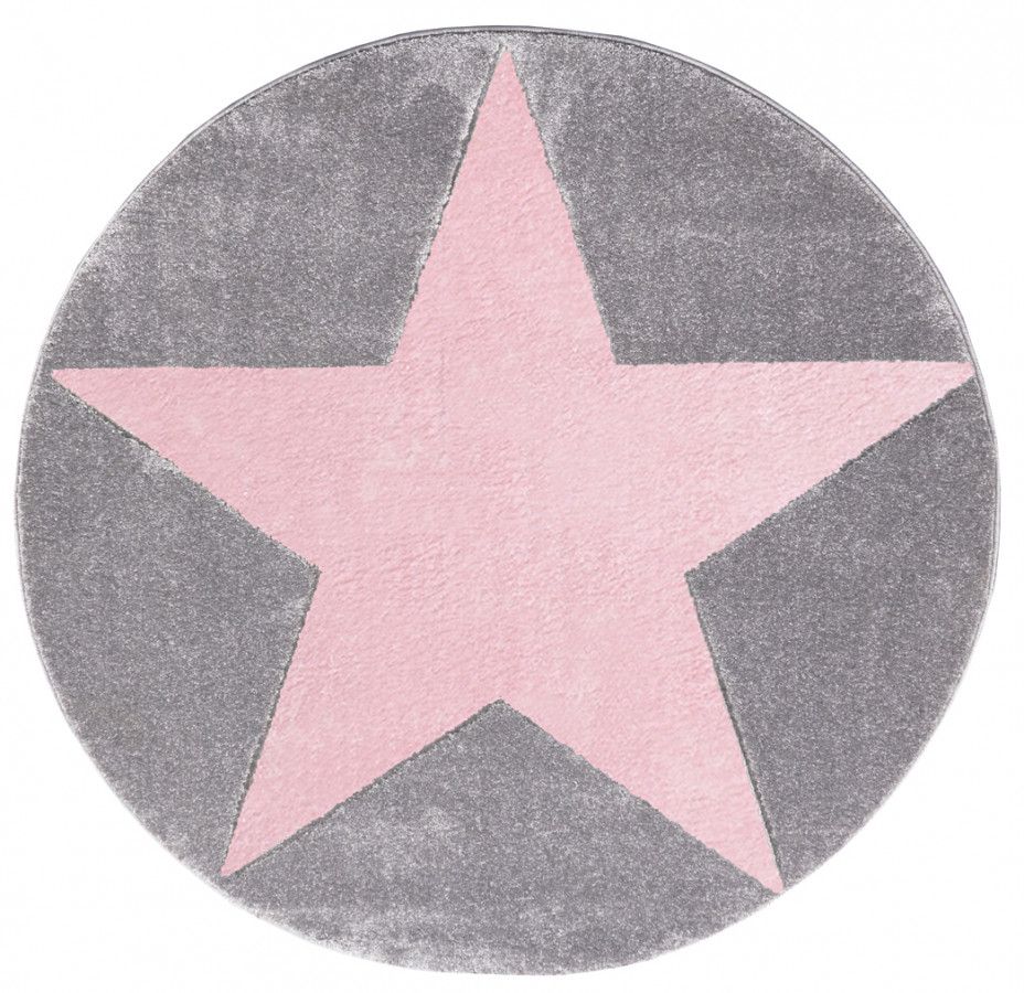 Forclaire Dětský koberec STAR stříbrno-šedá/růžová 133 cm - ATAN Nábytek