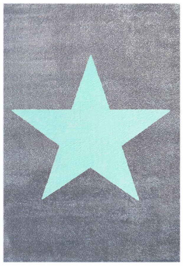Forclaire Dětský koberec STAR stříbrnošedý/ mátový 120x180 cm - ATAN Nábytek