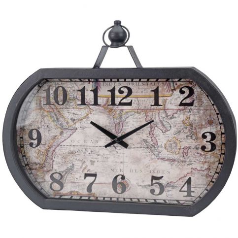Home Styling Collection Nástěnné hodiny WORLD MAP, 50 x 40 cm - kovový - EMAKO.CZ s.r.o.