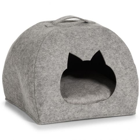 Domek pro kočku - pelíšek, plstěný, šedá barva, 45x38x33 cm, ZELLER - EMAKO.CZ s.r.o.