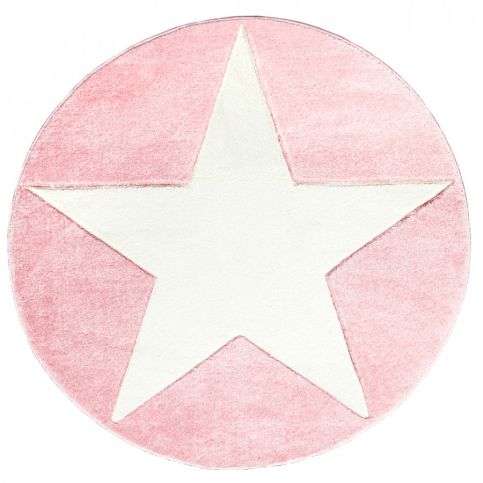 Forclaire Dětský koberec STAR růžová/bílá 133 cm - ATAN Nábytek