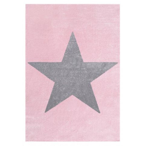 Forclaire Dětský koberec STAR růžová/stříbrná-šedá 80x150 cm - ATAN Nábytek