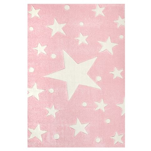 Forclaire Dětský koberec STARS růžová/bílá 80x150 cm - ATAN Nábytek