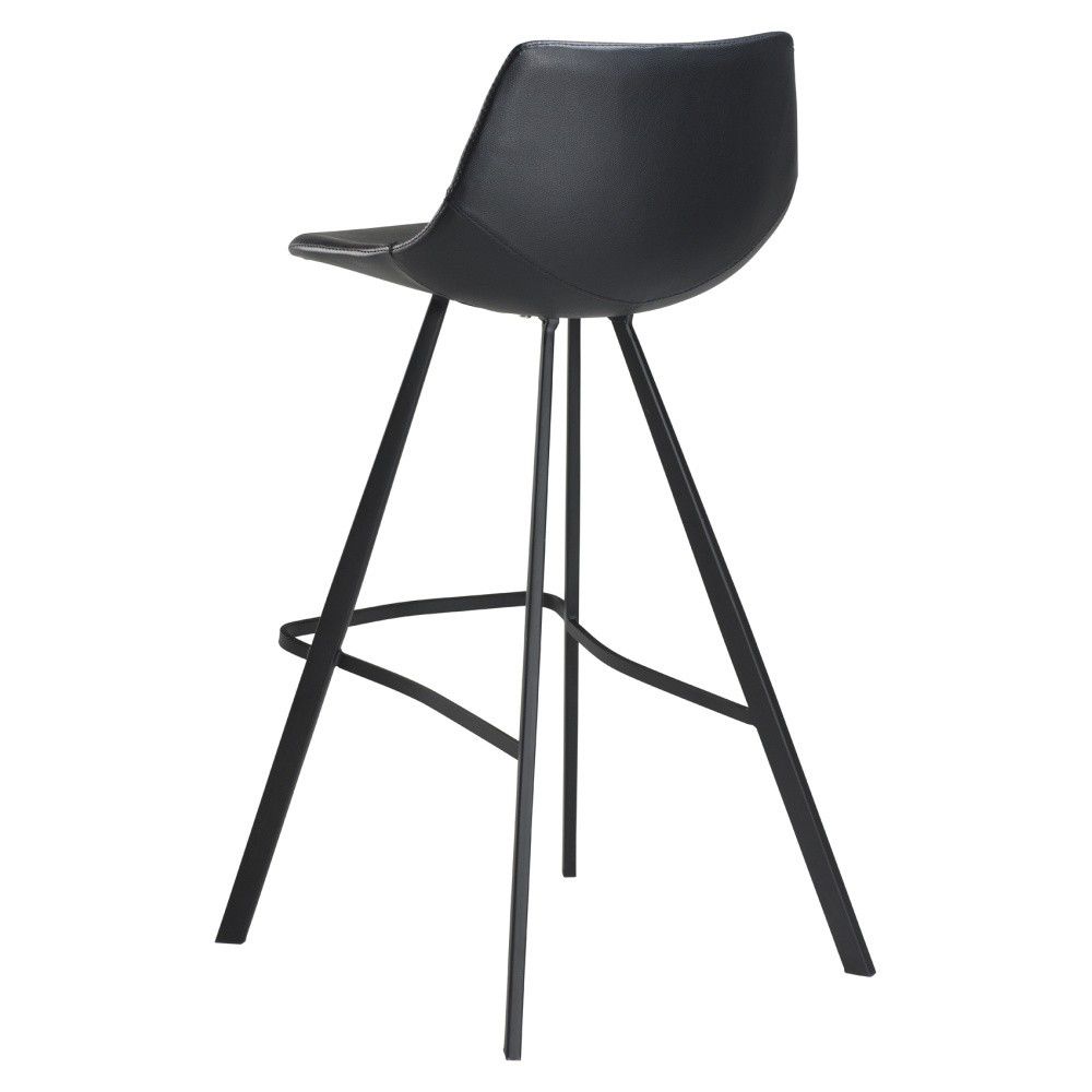 Černá barová židle z eko kůže s černým kovovým podnožím DAN–FORM Denmark Pitch, výška 98 cm - Bonami.cz