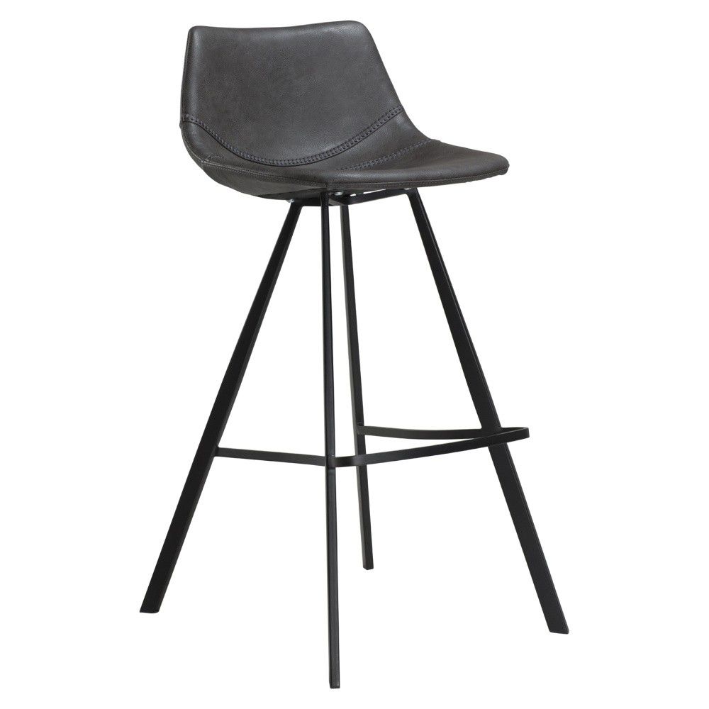 Šedá barová židle z eko kůže s černým kovovým podnožím DAN–FORM Denmark Pitch, výška 98 cm - Bonami.cz