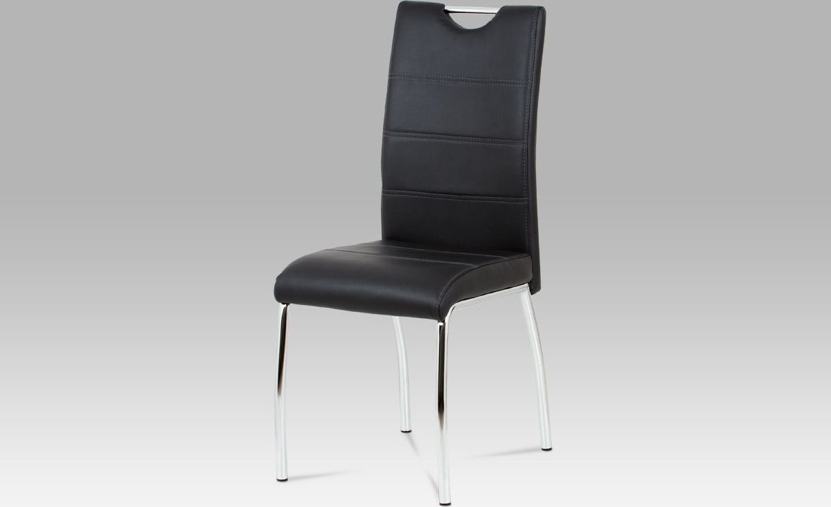 Autronic Jídelní židle koženka | chrom | 42x43x99x47cm Barva: černá AUHC-585 BK - Veselá Žena.cz