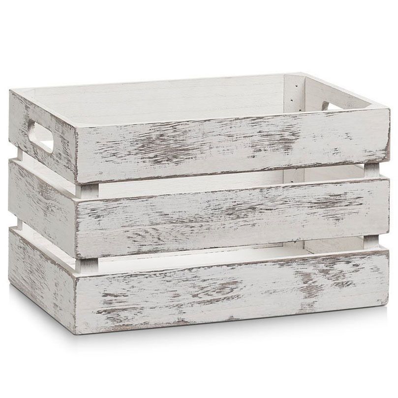Úložný box VINTAGE, dřevěný, bílá barva, 31x21x19 cm, ZELLER - EMAKO.CZ s.r.o.