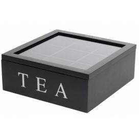 Home Styling Collection Dřevěná krabička na čaj TEA, 9 přihrádek