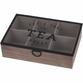 EH Excellent Houseware Dřevěná krabička na čaj, 6 přihrádek, TEA