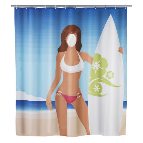 Sprchový závěs Surfing Girl, textilní, 180x200 cm, WENKO - EMAKO.CZ s.r.o.