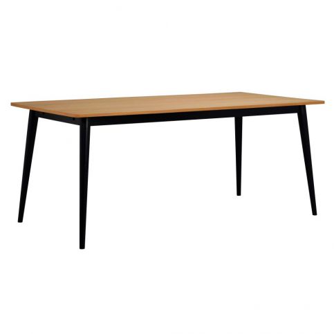 Jídelní stůl s deskou v dubovém dekoru a černými nohami Folke Pan, 180 x 90 cm - Bonami.cz