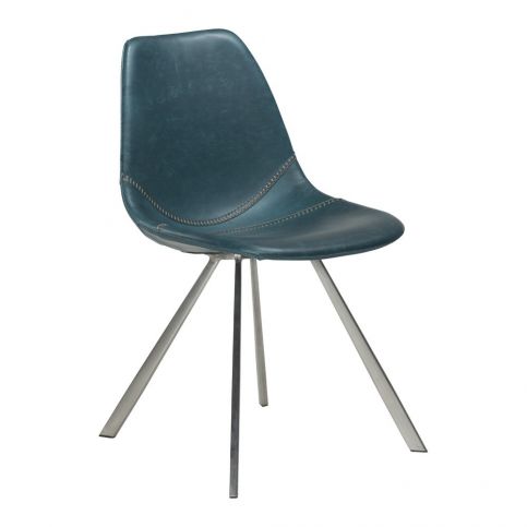Modrá jídelní židle z eko kůže s ocelovým podnožím DAN–FORM Denmark Pitch - Bonami.cz