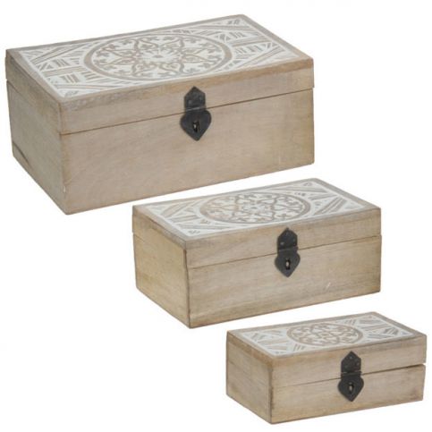 Home Styling Collection Sada 3 dřevěných boxů - ze světlého dřeva - EMAKO.CZ s.r.o.