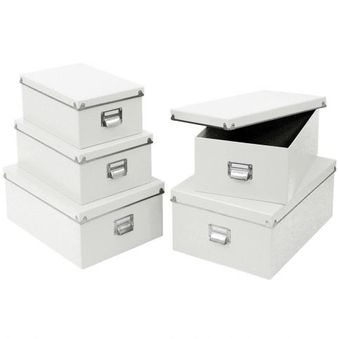 Box pro skladování, 5 ks,  barva bílá, ZELLER - EMAKO.CZ s.r.o.