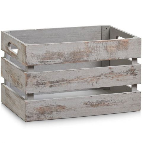 Ukládací box VINTAGE, dřevěný, barva šedá, 31x21x19 cm, ZELLER - EMAKO.CZ s.r.o.