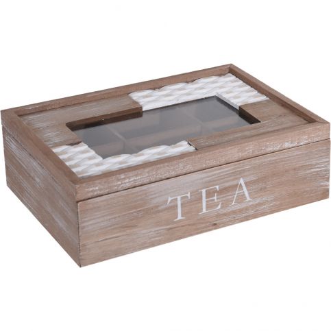 Dřevěný box na čaj, 6 přihrádek, 24x17x8 cm  Emako - Beliani.cz