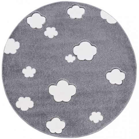 Forclaire Dětský kulatý koberec MRÁČKY stříbrnošedý - ATAN Nábytek