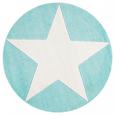 Forclaire Dětský kulatý koberec STAR mátovo-bílý 133cm - ATAN Nábytek