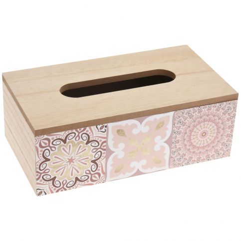 Dřevěný box na kapesníky Chinoas růžová, 24 cm   - 4home.cz