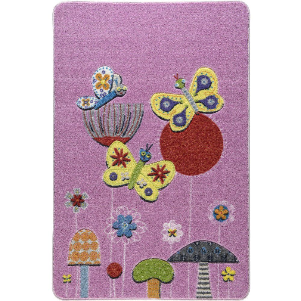 Dětský růžový koberec Confetti Butterfly Efect, 133 x 190 cm - Bonami.cz