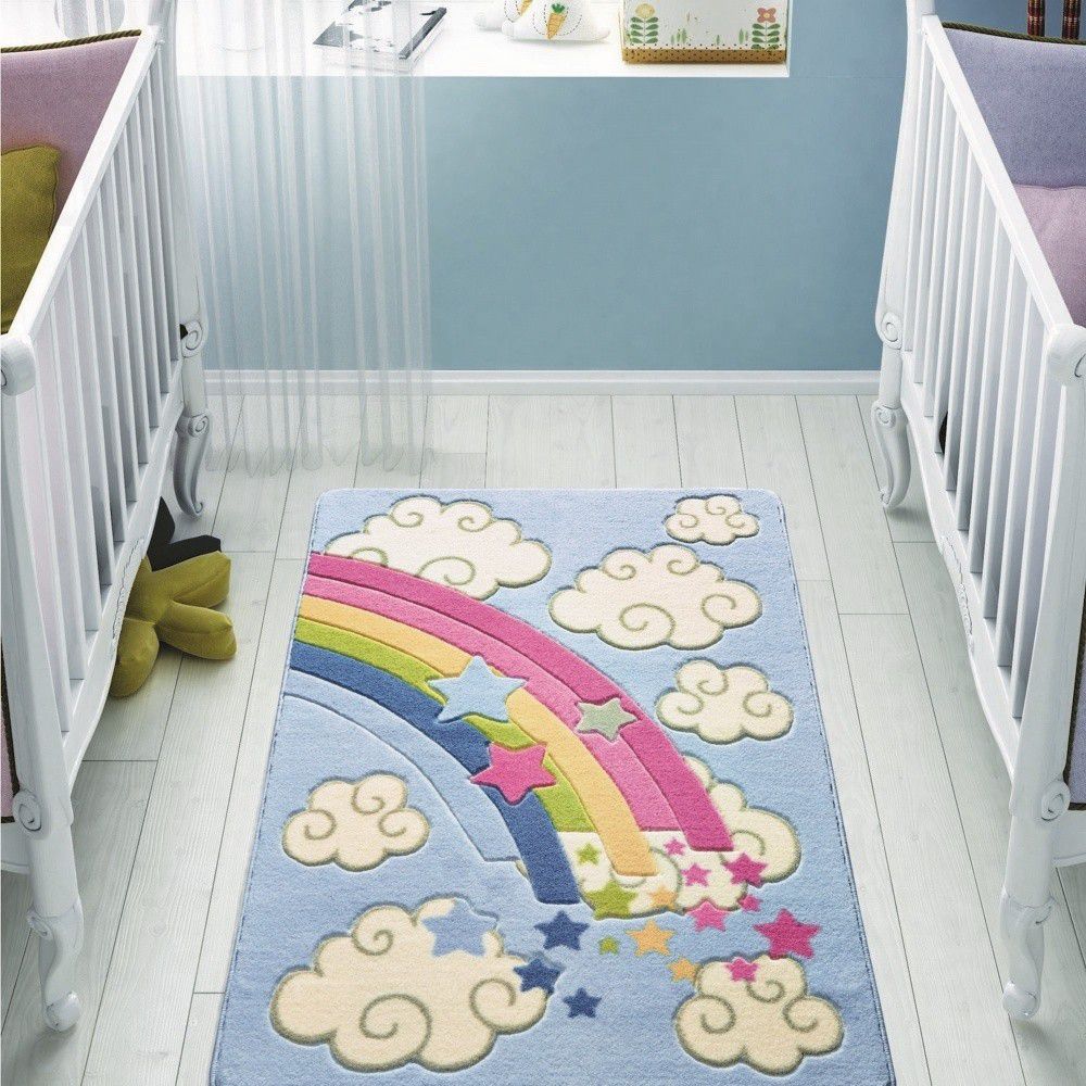 Dětský modrý koberec Confetti Rainbow, 100 x 150 cm - Bonami.cz