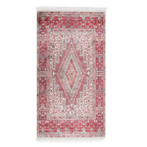 Sametový koberec Deri Dijital Maluna Red, 80 x 150 cm - Bonami.cz