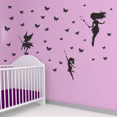 Samolepka na zeď - Víly s motýly set - PopyDesign - Popydesign