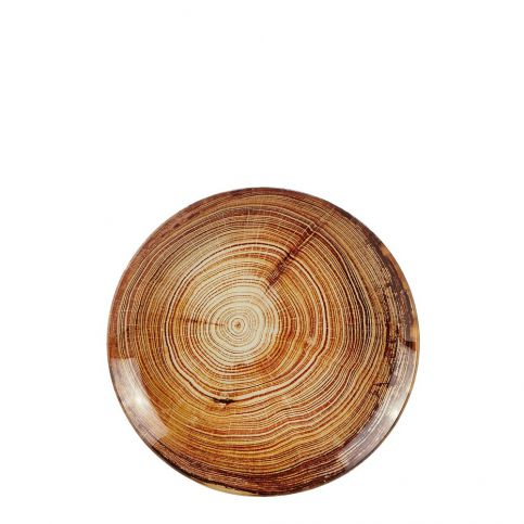 Hnědý skleněný dekorační talíř s texturou dřeva Villa Collection, ∅ 20 cm - Bonami.cz