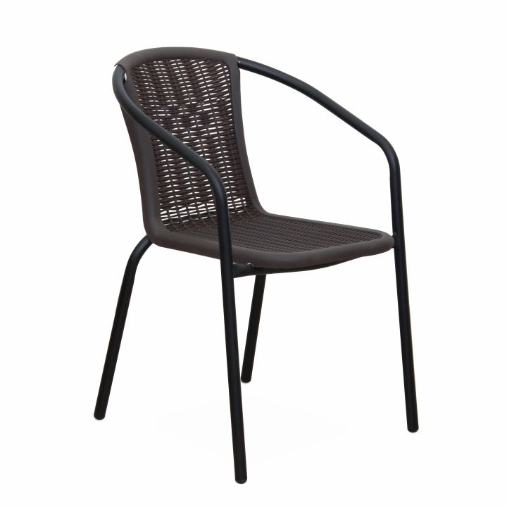 Židle, stohovatelná, tmavě hněda / nohy černý kov, VARDA 0000194797 Tempo Kondela - DEKORHOME.CZ