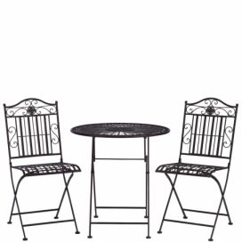 TERRACE HILL Balkónový set 2 ks židle a 1 ks stůl - tm. hnědá