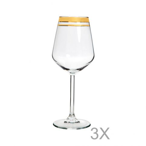 Sada 3 sklenic na víno s okrajem zlaté barvy Mezzo, 320 ml - Bonami.cz