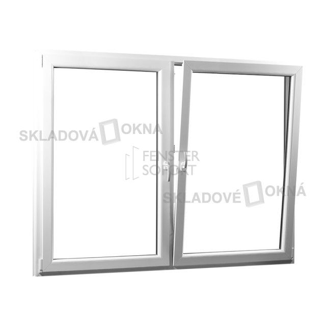 Skladova-okna Dvoukřídlé plastové okno se středovým sloupkem PREMIUM 1760 x 1540 mm barva bílá - Skladová Okna