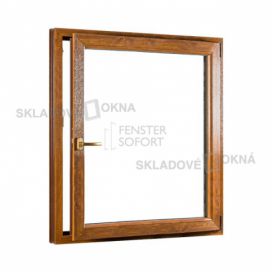 Skladova-okna Jednokřídlé plastové okno PREMIUM otvíravo-sklopné pravé 1100 x 1400 mm barva bílá/zlatý dub Skladová Okna