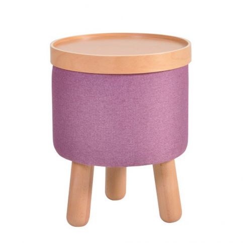 Fialová stolička s detaily z bukového dřeva a odnímatelnou deskou Garageeight Molde, ⌀ 35 cm - Bonami.cz