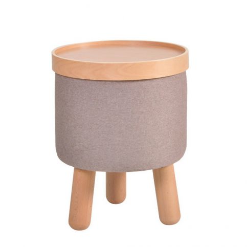 Hnědá stolička s detaily z bukového dřeva a odnímatelnou deskou Garageeight Molde, ⌀ 35 cm - Bonami.cz